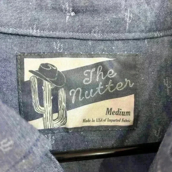 Chubbies “The Nutter” All Over Cactus Print Size M Chambray Button Up - Picture 4 of 8
